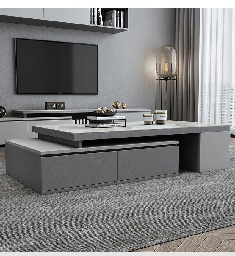 حامل تلفاز فاخر من الرخام الأسود 2020 أثاث غرفة المعيشة خزانة تلفزيون من الفولاذ المقاوم للصدأ حامل وحدة تحكم تلفزيون خشبية حديثة