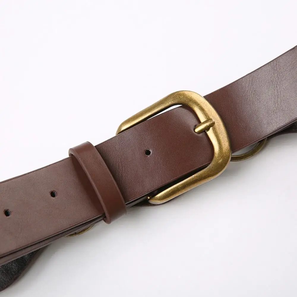 Retro Grommet PU Leather Waist Belt Vintage Rivet Wide Waist Cinch Belt Gothic Steampunk Y2k Waistband Female Jeans