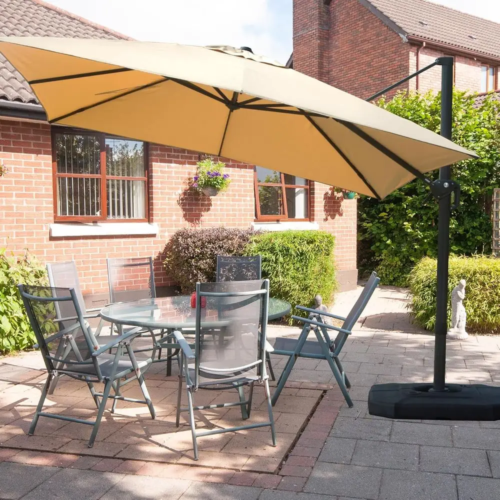 

Зонт-кантриолер для патио 10'x10', ветроустойчивый уличный зонт с поворотом на 360° ° Вращающийся квадратный зонт от солнца для террасы/веранды