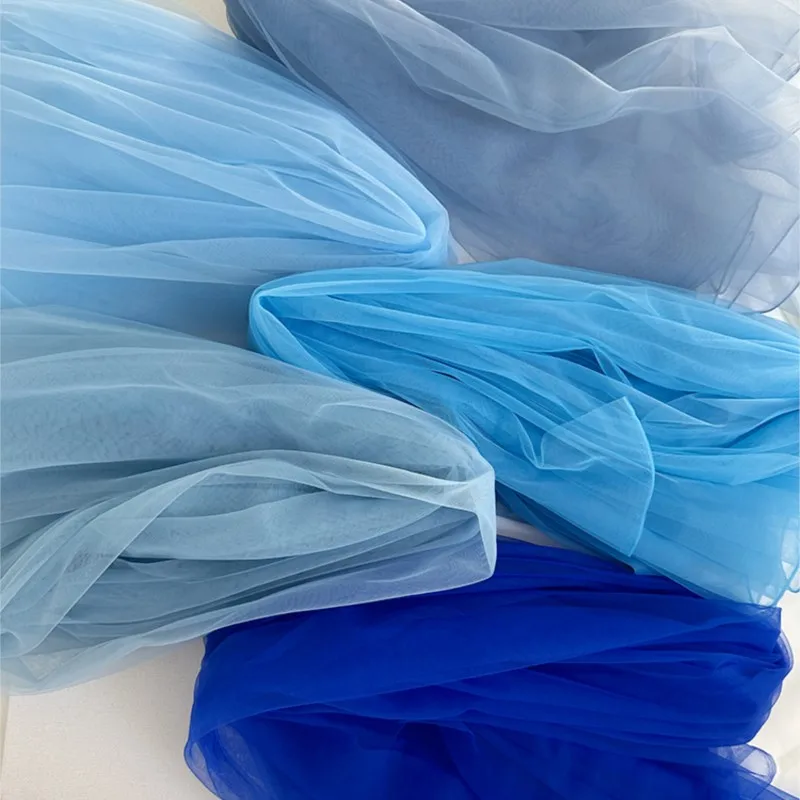 Abito da sposa blu garza blu grigiastro design tessuto gonna foschia materiale sottorete