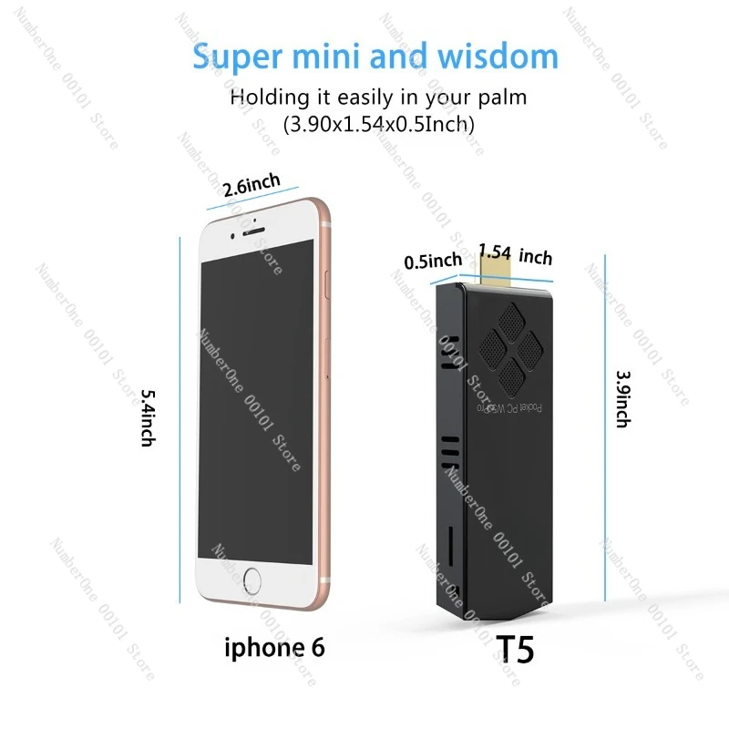 Z8350 Mini PC رباعي النواة المضيف 2G 32G Win10 نظام، كمبيوتر صغير صغير، عصا كمبيوتر صغيرة