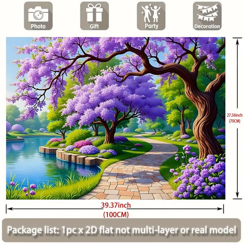 Realistic Spring Cherry Blossom Garden Tapestry Wall Hanging Floral Mural Artwork for Living Room Bedroom Wedding Decoration Hom