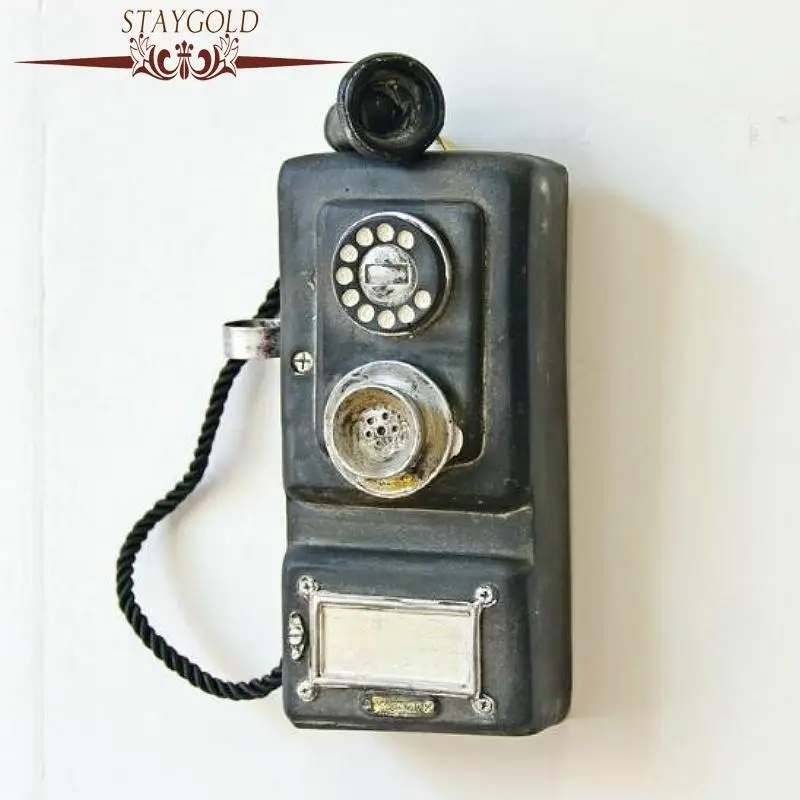 Staygold Vintage Booth Telephone Figurine Antique Rotary Wall-mounted Pay Phone Model