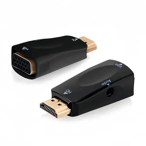 HDMI to VGA Adapter with Audio - 1080P Full HD Converter for PC/Laptop/Monitor/Projector, 3.5mm AUX Jack for Sound