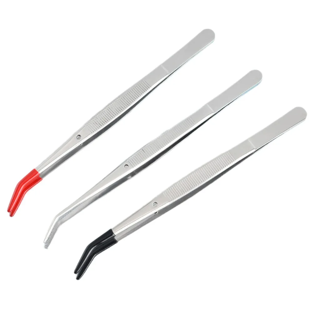 1/4 個のピンセット、ゴムチップ付きピンセット、ゴム、PVC、シリコンコーティング、傷つけない、平先、曲がった先、先端付きピンセット