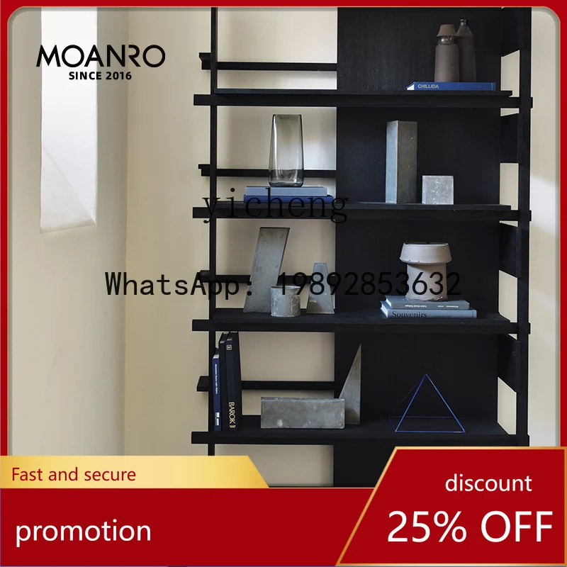 

Простой черный письменный стол из массива дерева HT, со встроенной книжной полкой, книжный шкаф для гостиной