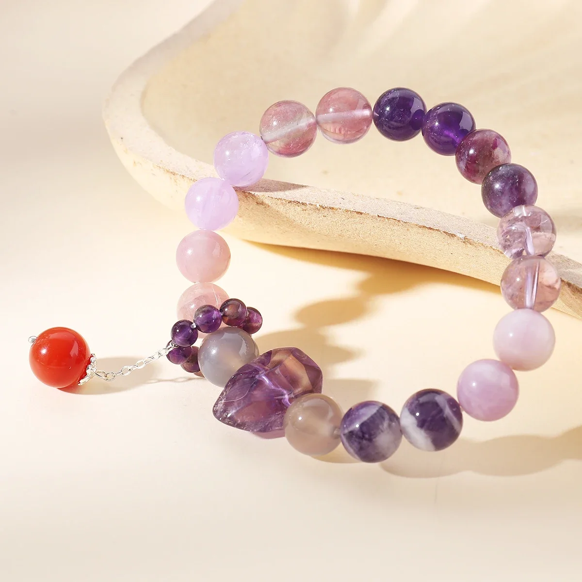 Natural Dream Lace Amethyst Stone Beaded Bracelets Women Purple Crystal Quartz Energy Bead Reiki Healing Bangle Jewelry Gift