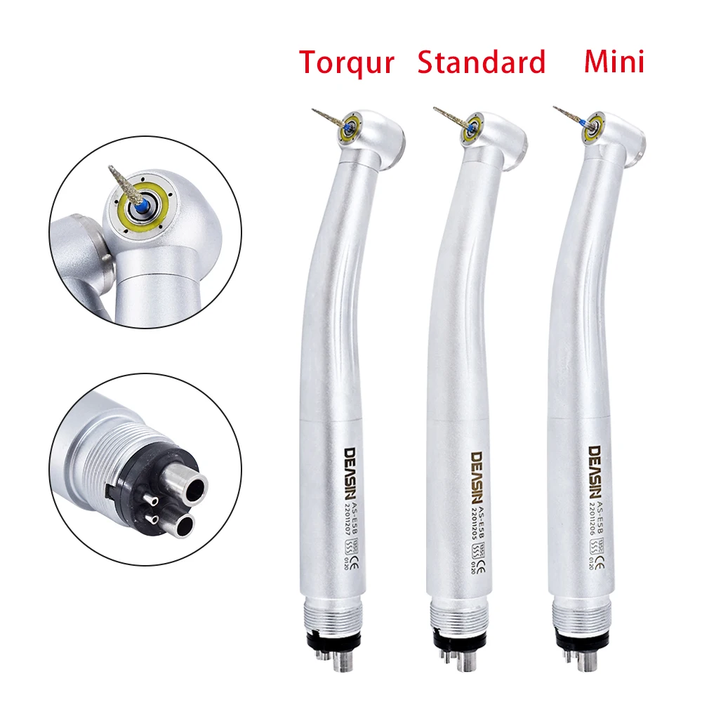 Custom Den tal Product LED Handpiece Toruqe 5 Way Spray Push Button Ceramic Turbine High Speed E-generator Dentisty Drills