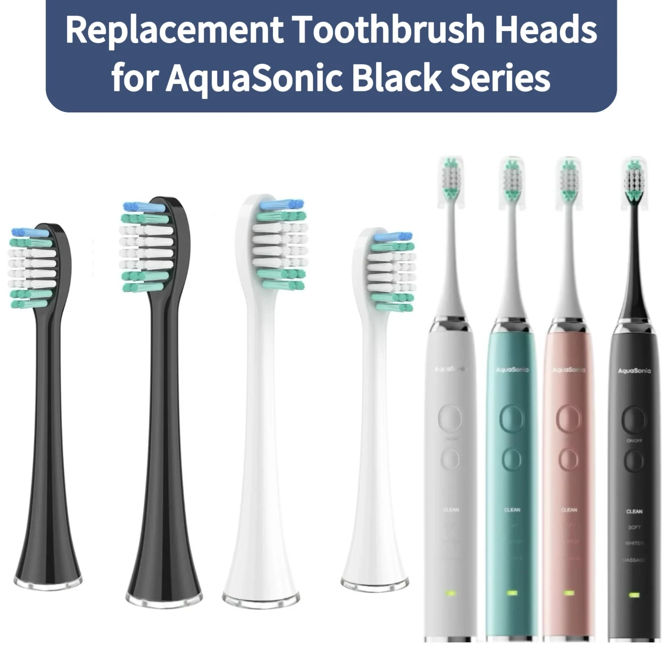 Replacement Toothbrush Heads for AquaSonic Black Series/Black Series Pro/ Vibe Series Electric Toothbrush Unisex Nozzle