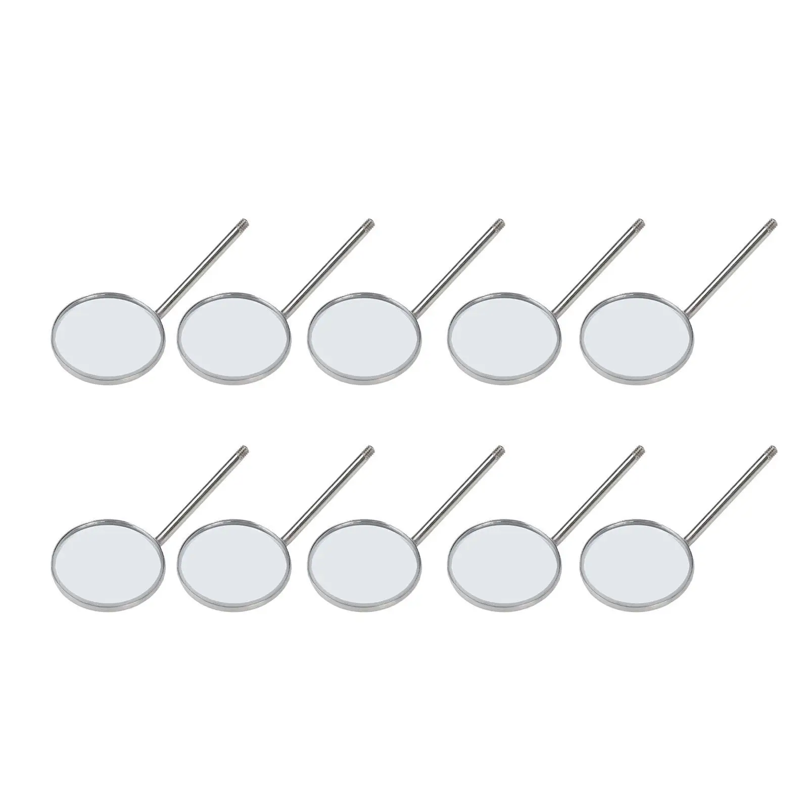 10PCS Stainless Steel Dental Inspection Mirrors - Clear Oral Care Tools for Teeth Whitening & Observation