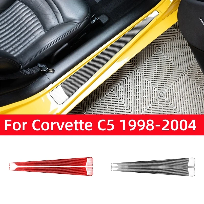 For Chevrolet Corvette C5 1998-2004 Accessories Carbon Fiber Interior Car Threshold Decorative Strip Trim Frame Cover Stickers