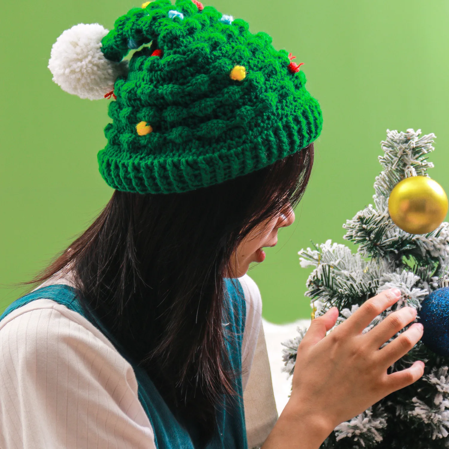 Nuevo sombrero de árbol de Navidad para decoración de fiesta navideña, sombrero de lana hecho a mano para árbol de Navidad, gorro cálido, gorro de regalo