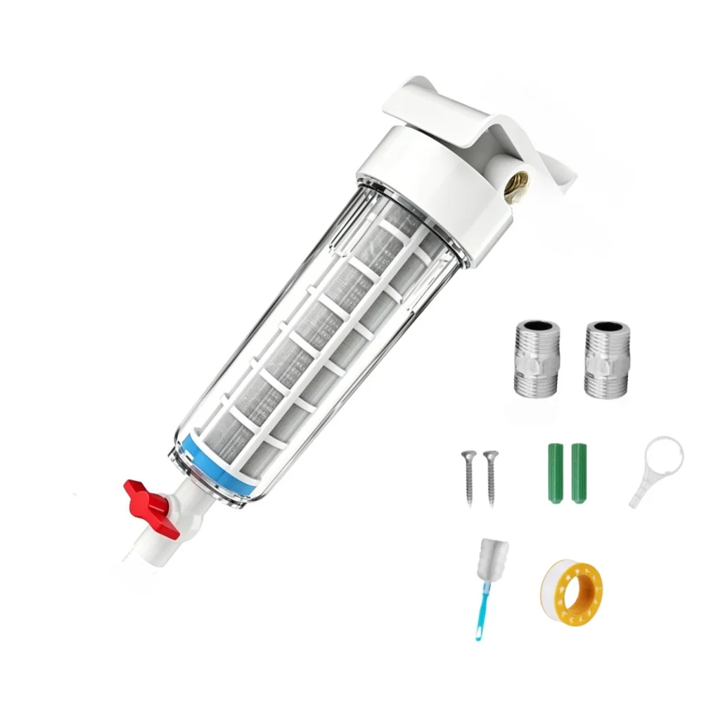 Whole House W'ater F'ilter Pre-Filter Reverse Suction Self Cleaning For Rural Well Tap Water Sediment Removal Plastic White