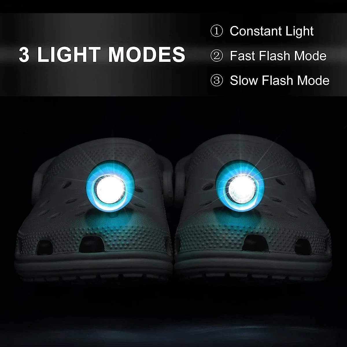 2 PCs fari per Croc IP67 luci a LED impermeabili per ciondoli per scarpe decorazione Outdoor Night Running Walking Sandal accessori