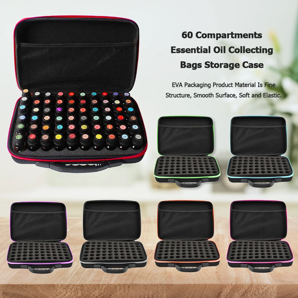 

Portable 60 Compartments Collecting Bags For 15ml Essential Oil Collecting Bags Travel Carrying Cases Nail Polish Storage Bag