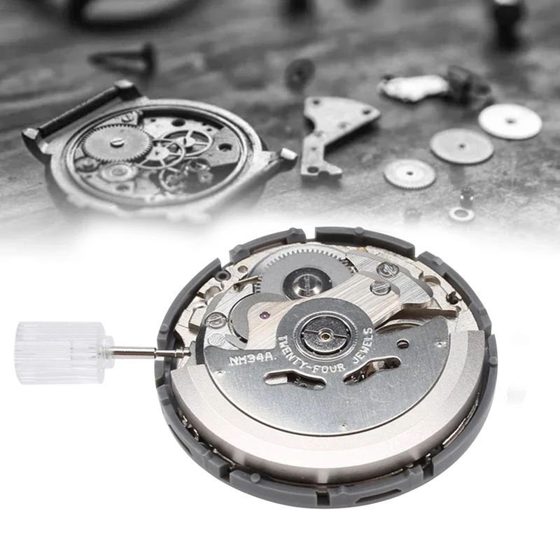 

NH34/NH34A Movement+Movement Handle+Time Wheel Spring GMT 4-Pin High-Precision Mechanical Watch Movement