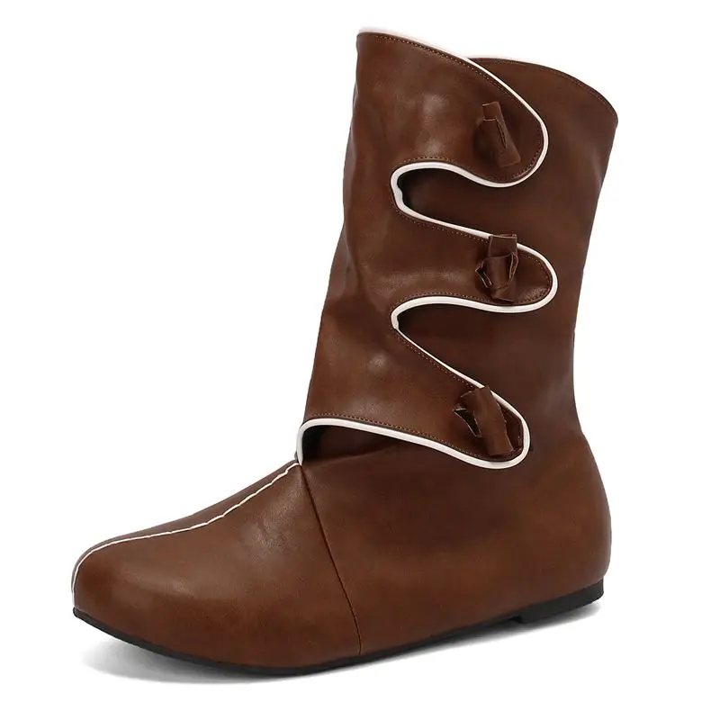 

SIMLOVEYO Women Ankle Boots Round Toe Flats Slip On Mixed Color Soft Daily Booties Spring Autumn Cool Sale Size 46 47 48 Casual