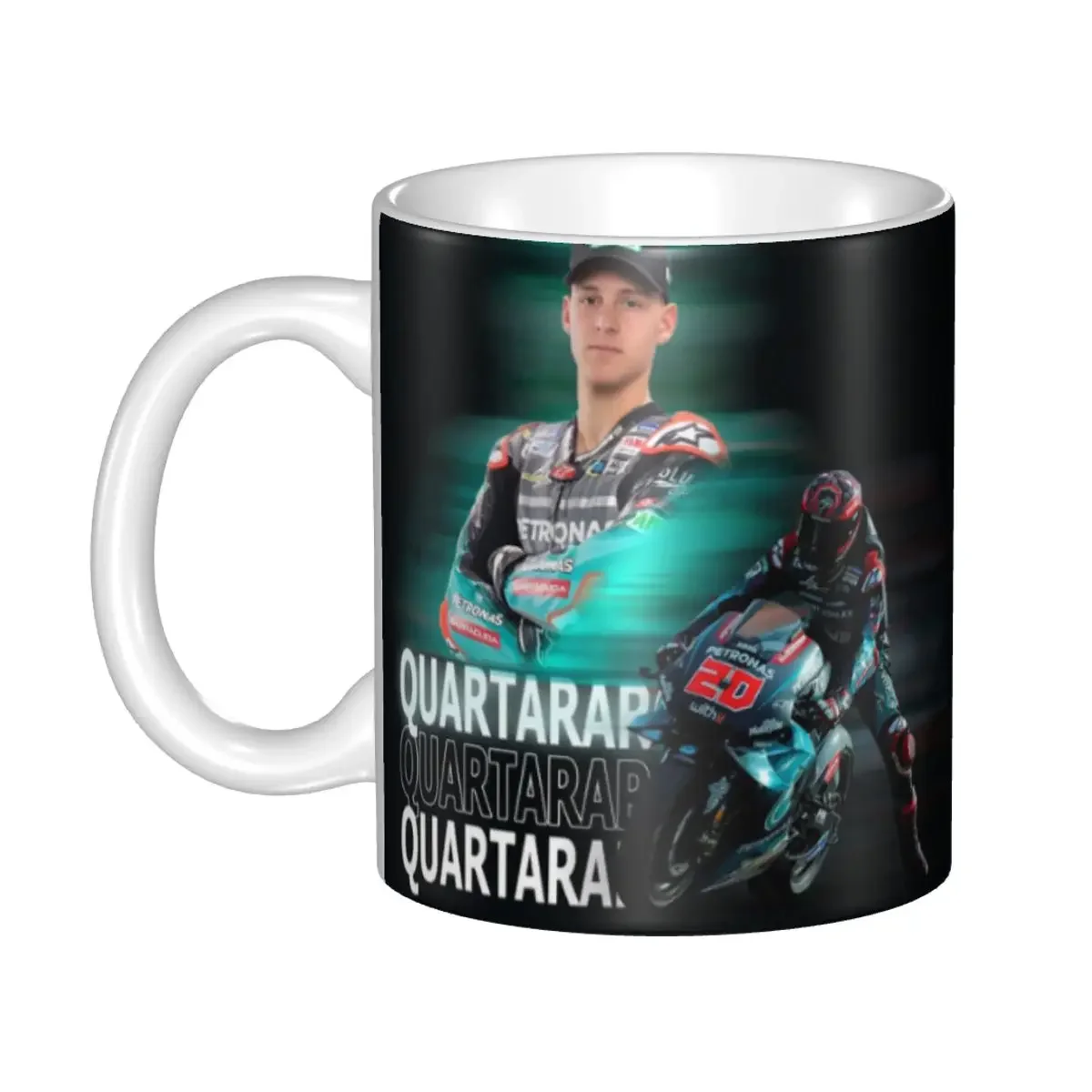 تخصيص فابيو Quartararo القهوة القدح DIY الفرنسية دراجة نارية المتسابق شاي سيراميك كوب حليب العمل في الهواء الطلق التخييم الكؤوس والأكواب