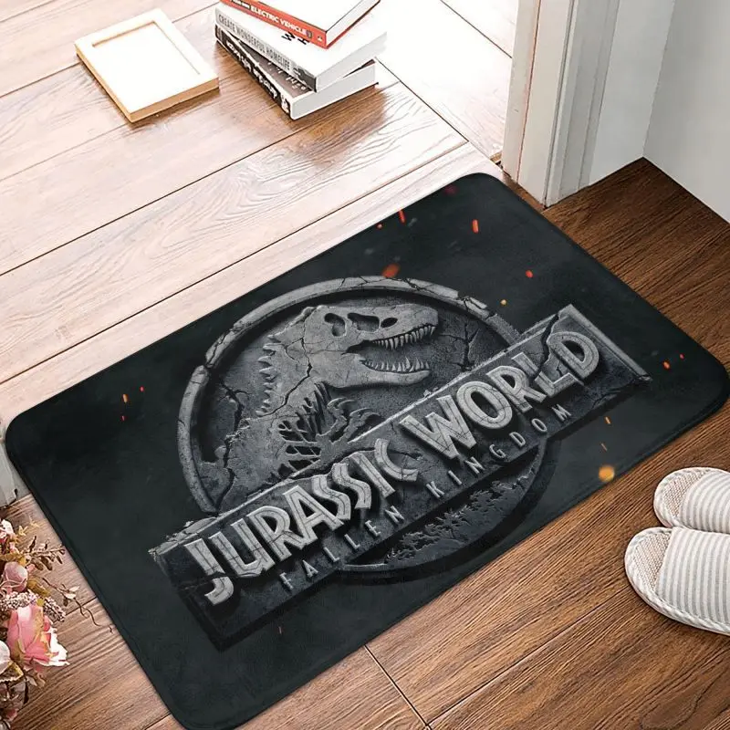 Alfombra para puerta delantera de Parque Jurásico personalizada, antideslizante, impermeable, para exteriores, felpudo del mundo de dinosaurio, suelo, alfombra de entrada para baño