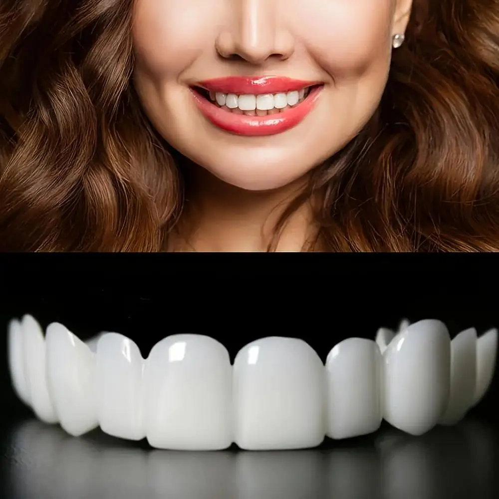 

New Soft Adjustable Unisex Dentures Kit 6Pcs, Natural-Look Comfort Fit & Easy to Clean with Case