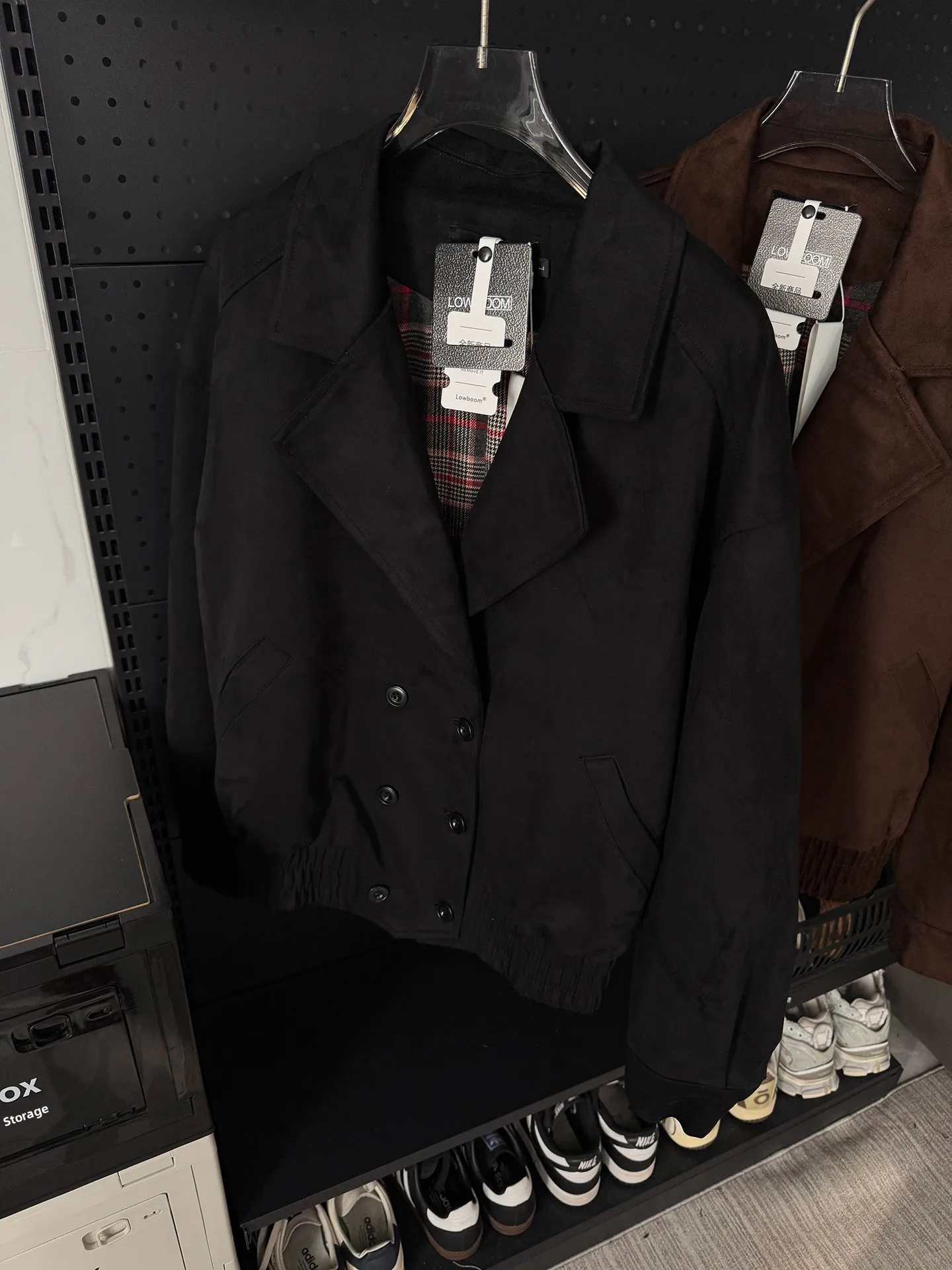 

American Retro Suede Double Horn Button Jaet Men's Autumn Winter ort Wide Faionable Coat Youth Loose Fit Long Sve