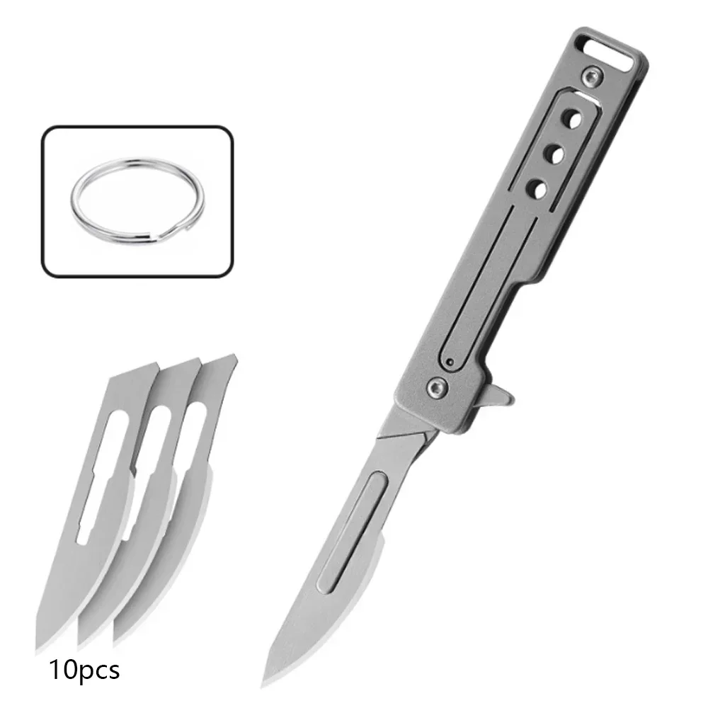 Image of Titan-Legierung Kunstmesser Schnellöffnendes Klappmesser Scharf und Tragbar Express-Lieferung Taschenmesser Schlüsselanhänger mit 10 Klingen