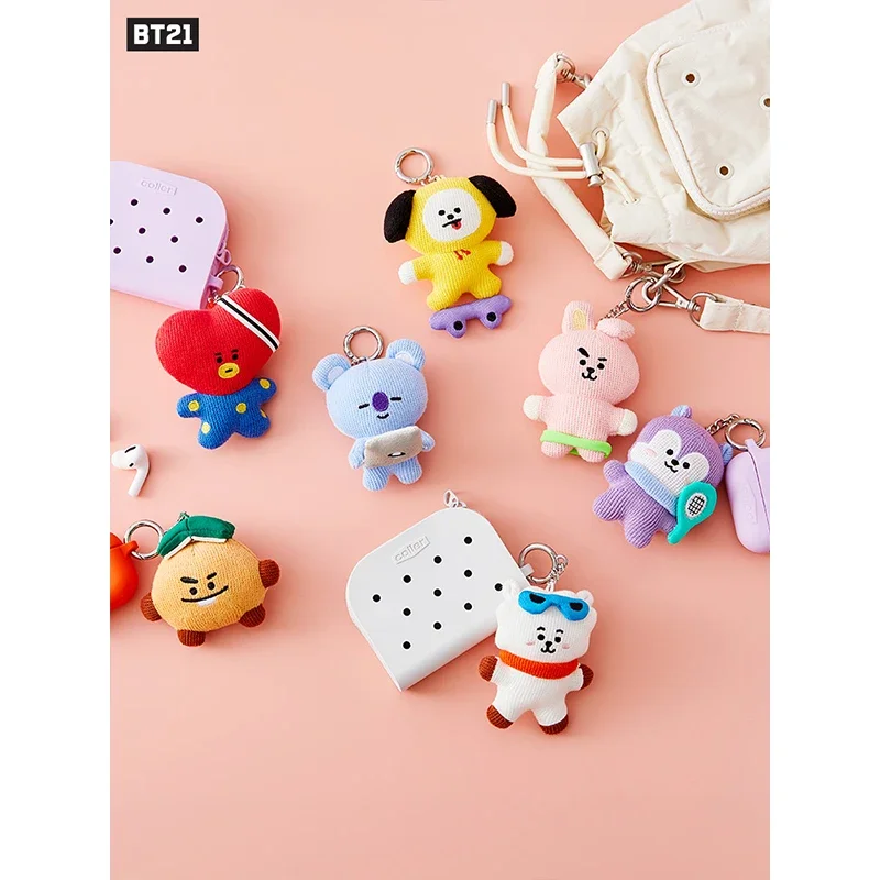 Kawaii Bt21 2024 Season's Greeting Series Plush Keychain Rj Shooky Koya Anime Fashion Soft Stuffed Pendant Decoration Gift Toys