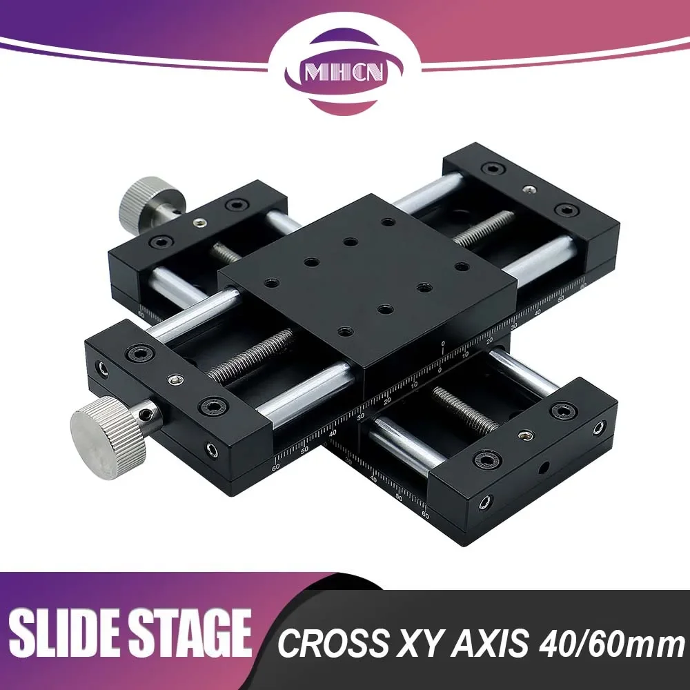 XY axis Manual Motion Stage Cross Slide Table Effective Travel 40mm 60mm Triangular Screw Stainless Steel Sliding Screw