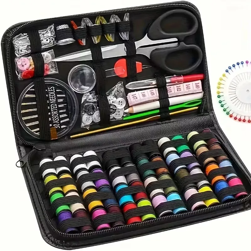 172/128/67/27 قطعة/المجموعة مجموعة الخياطة مع خيوط الإبر مقص شريط القياس أزرار حقيبة التخزين المحمولة السفر صندوق خياطة أدوات