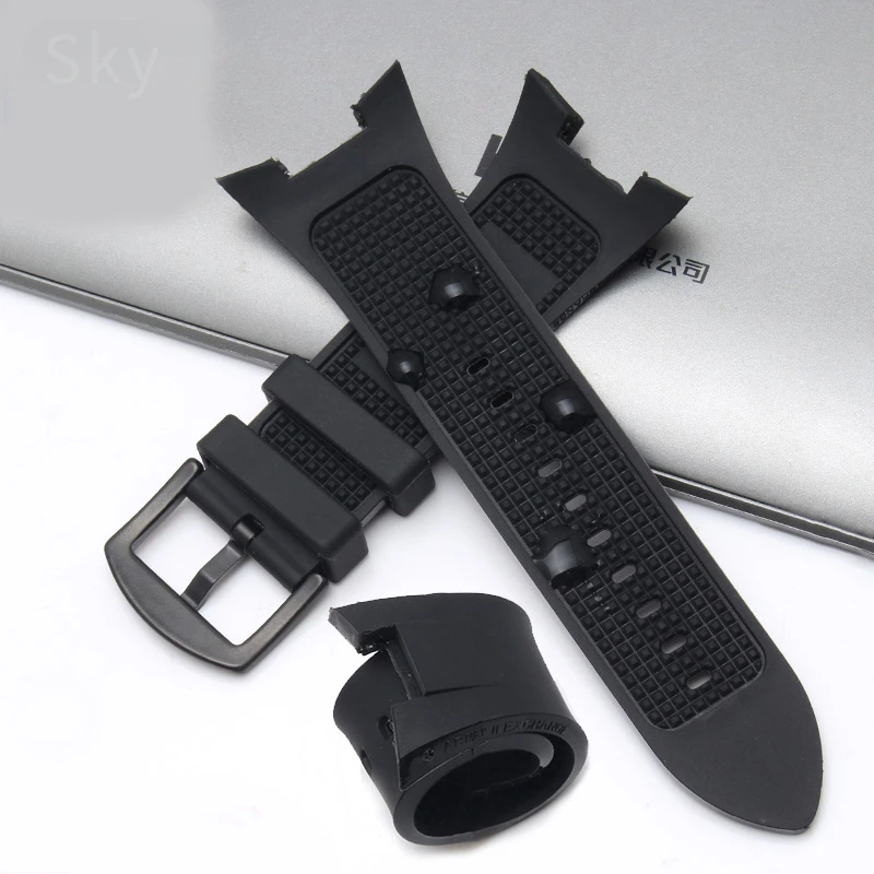 Silicone Watch Strap for Armani Ax1803 1802 1050 Concave Waterproof Sweat-Proof Black Rubber Watchband Accessories 31 * 14mm