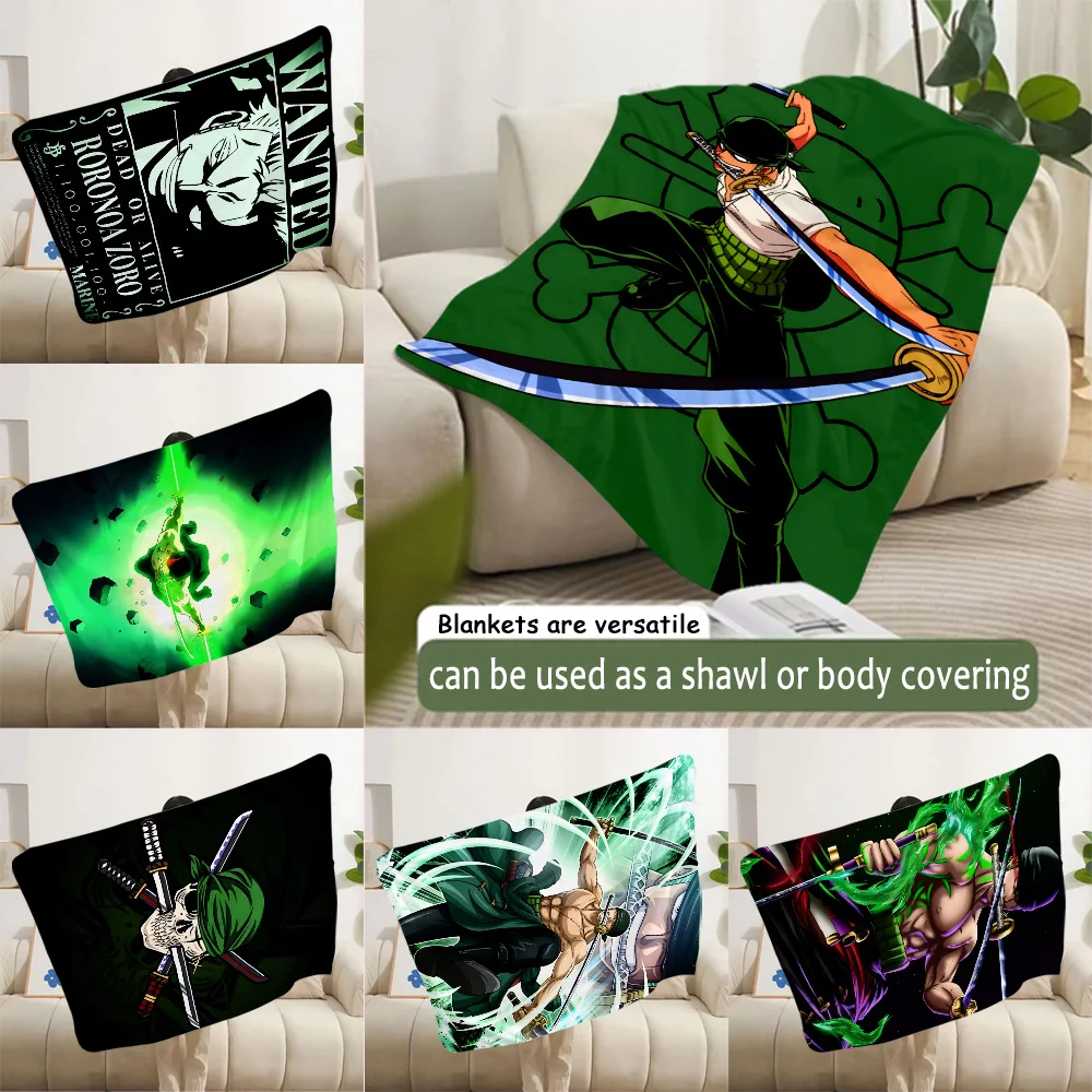 Hot Anime P-Pieces Roronona Zoro Printed Blanket Picnic Blankets Warm Blanket Soft and Comfortable Blanket Home Birthday Gift