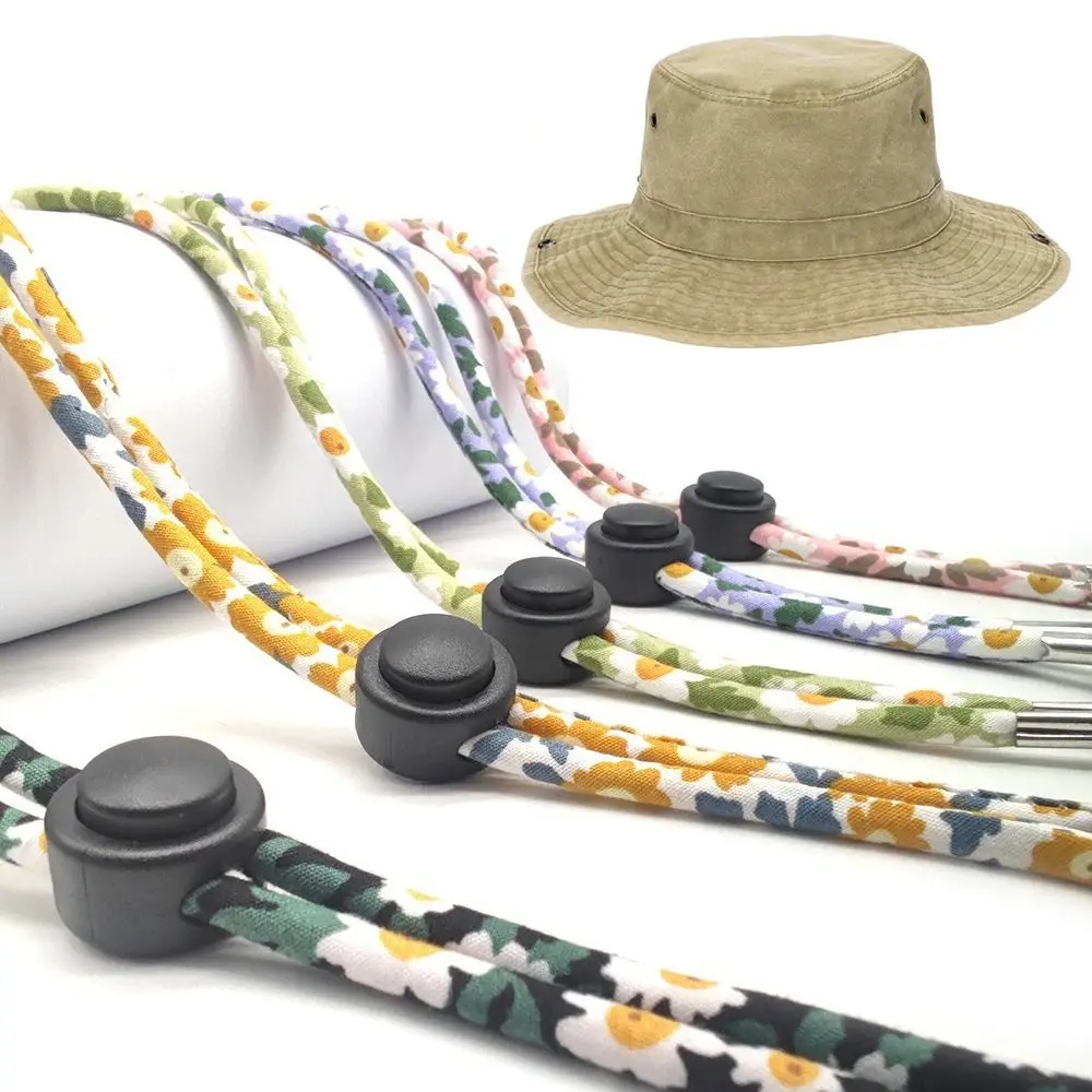 Two Hooks Windproof Hat Strap Fashion Anti-lost Flower Pattern Hat Retainer Adjustable Hat Chin Cord Sunhat