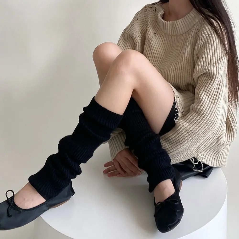 

Japanese Style Wool Leg Warmers Sweet Harajuku Ballet Style Leg Socks JK Long Stockings Over Knee Boot Cuffs Streetwear