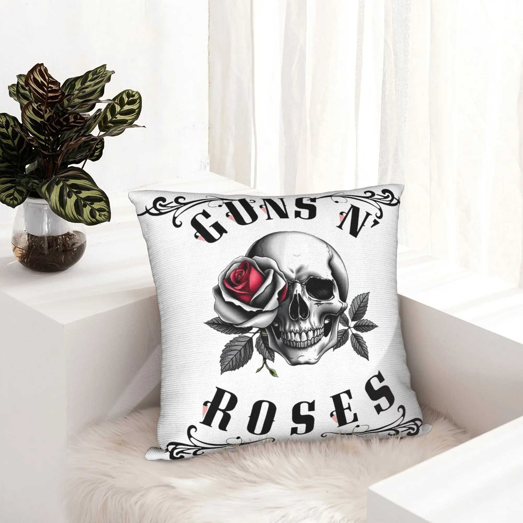 Rock Music Band G-Guns N Roses Pillowcase Soft Fabric Cushion Cover Decor  Throw Pillow Case Cover Home Square 18''
