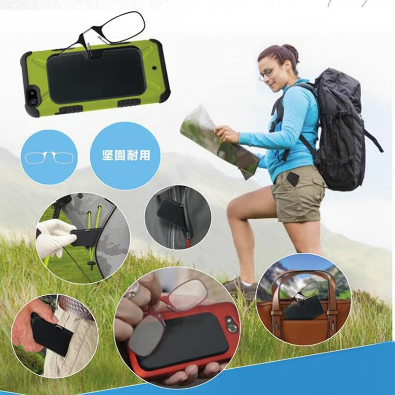 2025 Portable Legless Clip Nose Reading Glasses Men Ultra-light Rimless Readers Eyewear Ultra-thin Diopter +1.00 To +3.00