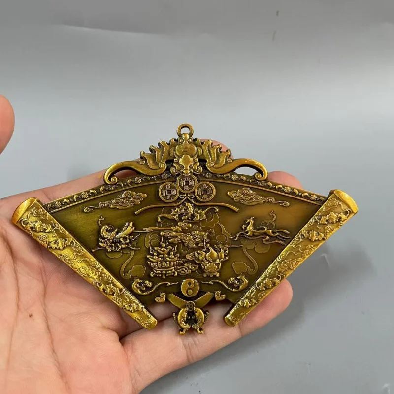 Wholesale Antique Bronze-Colored Distressed Qianlong And Jiaqing Era Fan-Shaped Decorative Plaque With The Inscription 