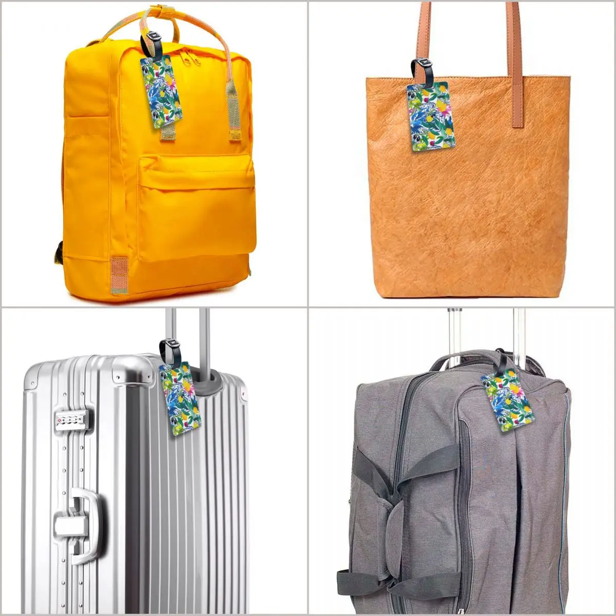 Tuiles méditerranéennes personnalisées pour la protection de la vie privée, étiquettes de bagage, sac de voyage, valise Attro, fruits d'été, oranges, citrons