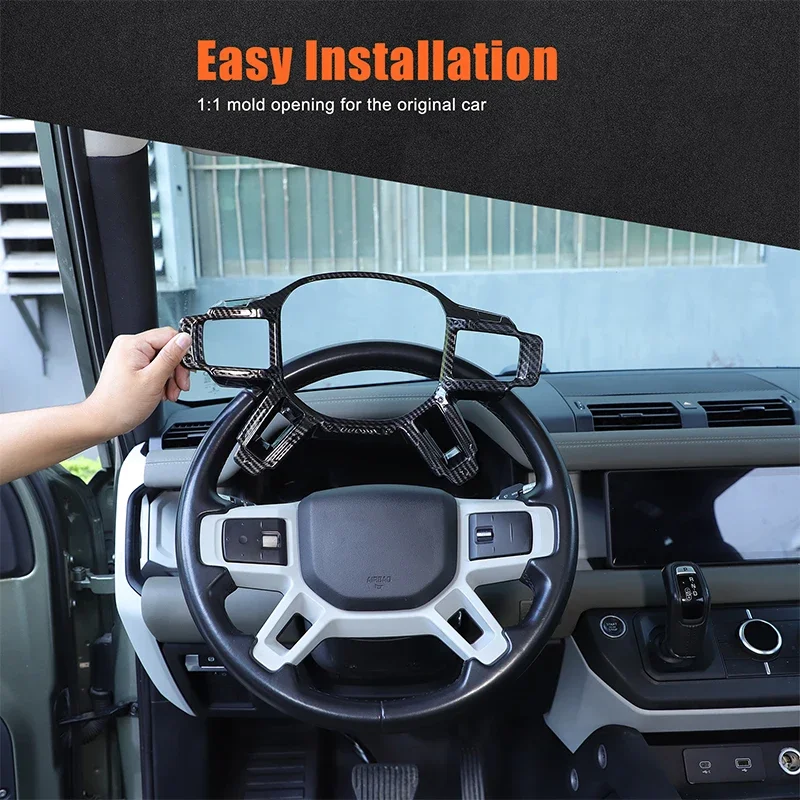 لاند روفر ديفندر 90 110 130 2020-2025 ABS ألياف الكربون عجلة توجيه سيارة غطاء إطاري الكسوة اكسسوارات السيارات الداخلية