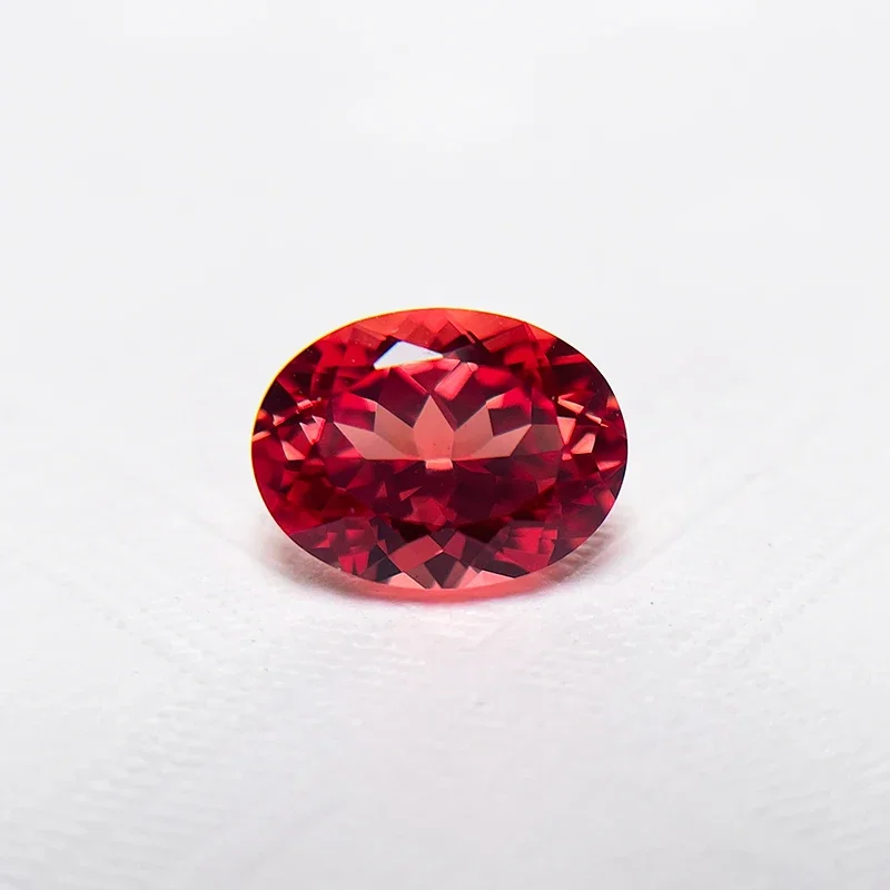 Lab Grown Sapphire Loose Stone Oval Cut Sunset Red Color Charms Beads for DIY Jewelry Making Material Selectable Certificate