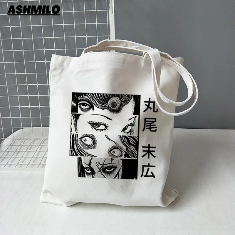 Women Shoulder Bag Japan Anime Junji ITO Harajuku Tomi Manga Canvas Handbags Fashion Aesthetic Handbag Canvas Bag Shopper Bag