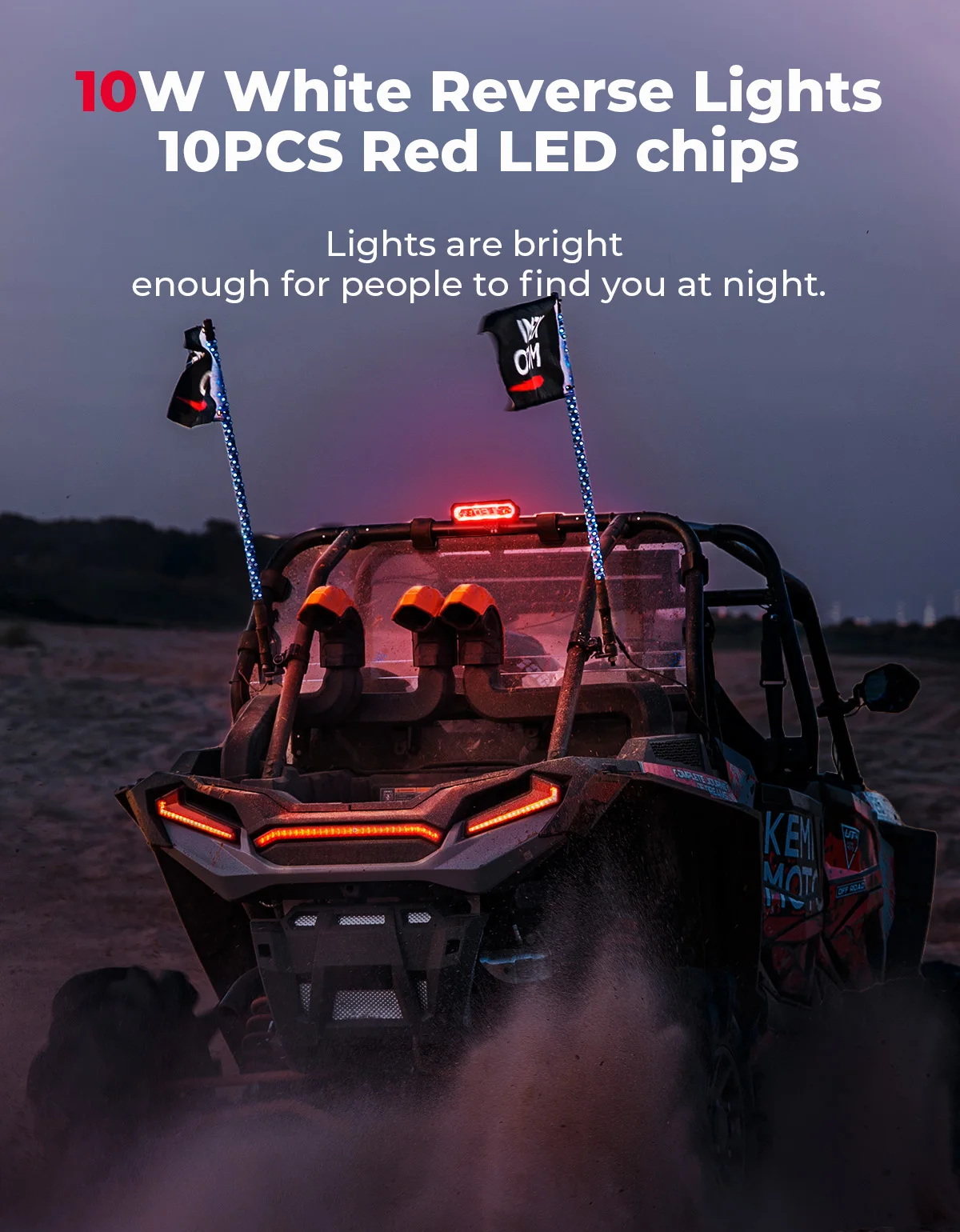 High Mount Brake Light For Car UTV Polaris RZR 1000 800 900 XP Ranger Rear Chase LED Light Bar Running Brake Reverse for Can-Am view 3