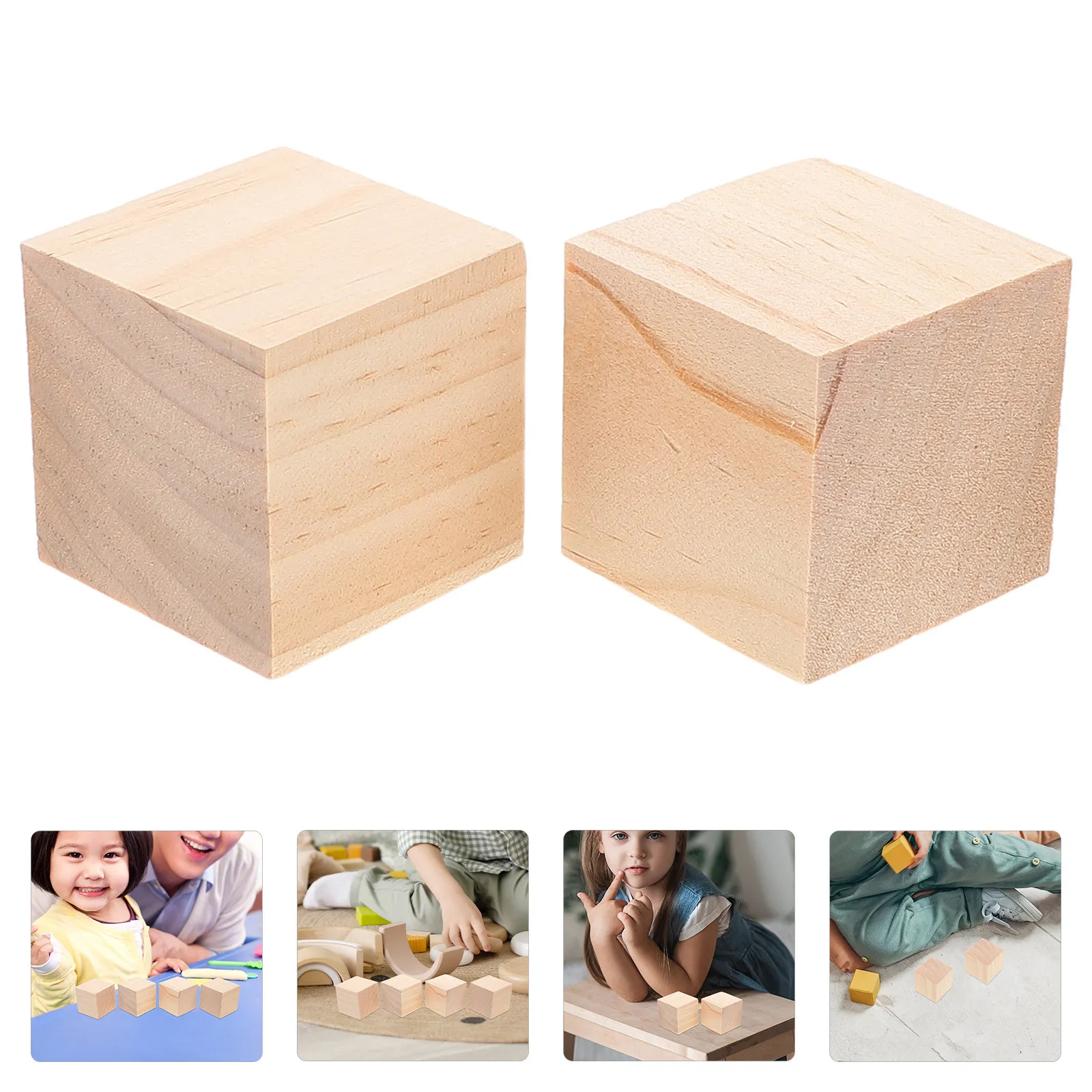 

20Pcs Natural Wood Square Blocks Blank Unfinished Craft Cubes 5Cm Smooth Solid Wooden Blocks for Kids Painting Doodling