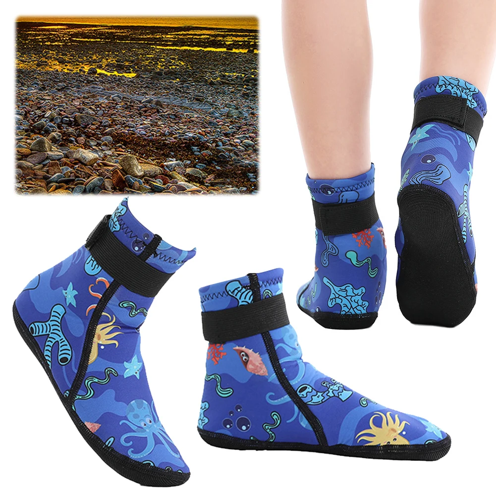 

Kids Neoprene Water Socks with Anti Slip Design Adjustable Snorkeling Boots for Beach and Water Activities