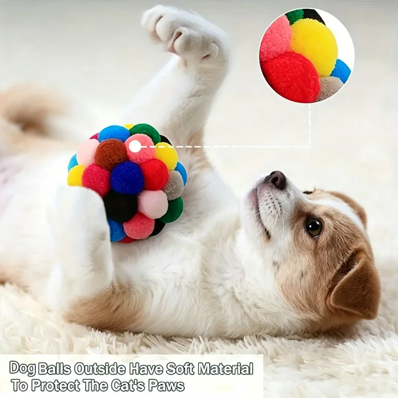 2 Stück/5 Stück Katzenball-Spielzeug, elastischer Ball mit Glocke, selbstbeschäftigungsförderndes Spielzeug für Katzen, geeignet für Hauskatzen und Kätzchen, Kauspielzeug, zufällige Farbe. – Detail 5