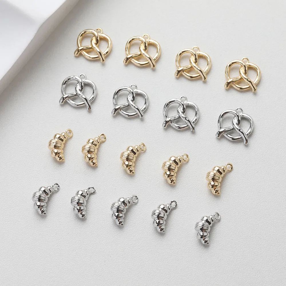 4PCS Heart Croissant Shaped 14K Gold Plated Brass Pendant Handmade Material Accessories Jewelry DIY Making Supplies