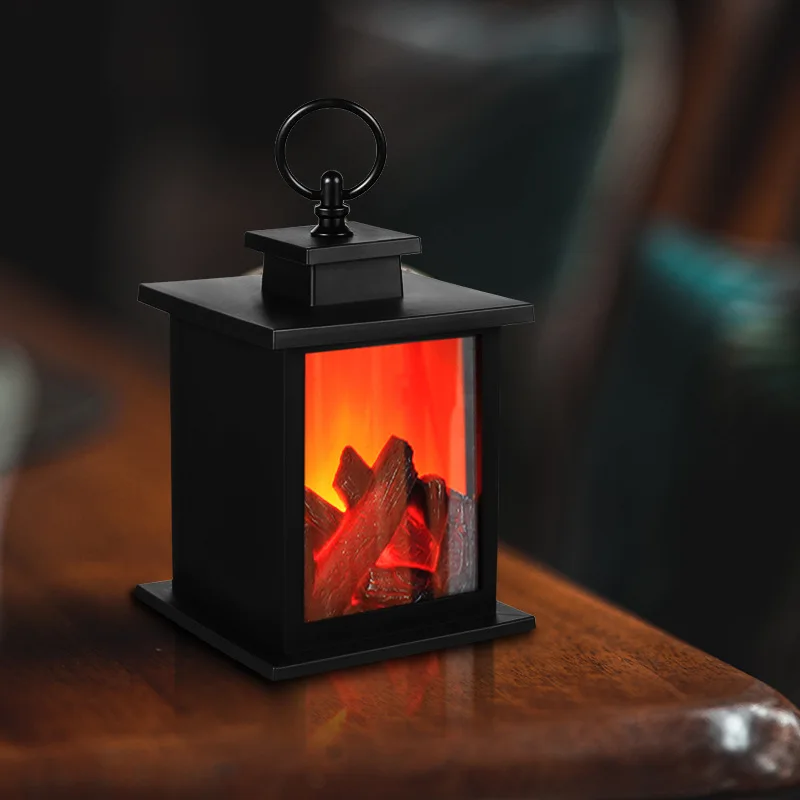 Creative Decoration LED Simulation Fireplace Home Soft Decoration Handicraft Candlestick Simulation Charcoal Flame Wind Lamp