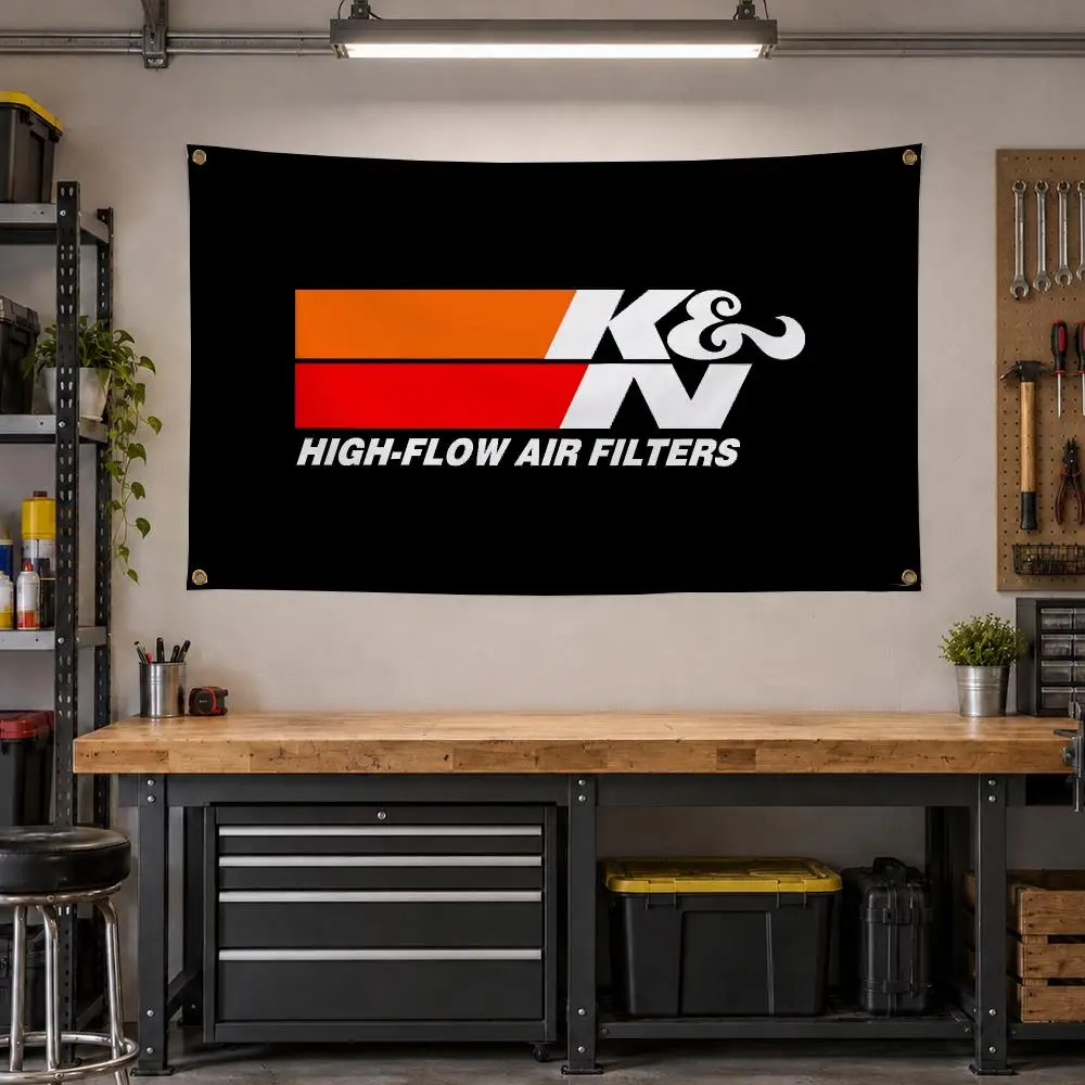 K&N Performance Air Intake Racing Flags Personalized Banner Flag Room Dorm Camping Picnic Garage Bar Outdoor Wall Decor