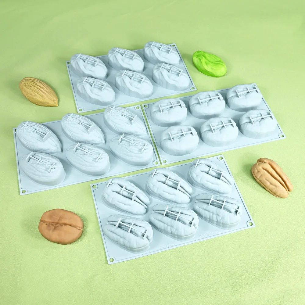 Large Almond/Pistachio/Pecan/Coffee Bean Pudding Mousse Silicone Mold DIY Chocolate Ice Cream Mould Cake Decorating Tools