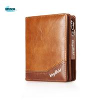 Creative Vintage Short PU Wallet Casual Card Brand Business Clutch Bag Large Capacity Zipper Men ID Card Holder Travel