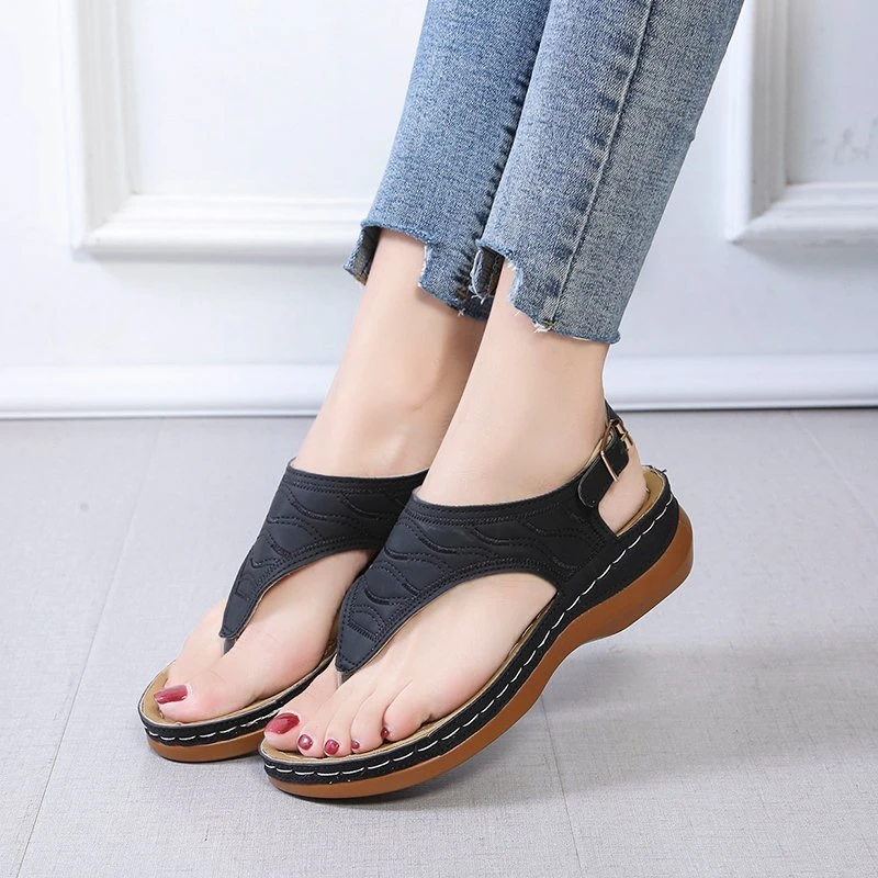Sommer Oxford Frauen Sandalen Wohnungen Hausschuhe Pu Leder Flip-Flops Gürtel Schnalle Weibliche Schuhe 2025, Neue Rom Mode Frauen Rutschen – Detail 10